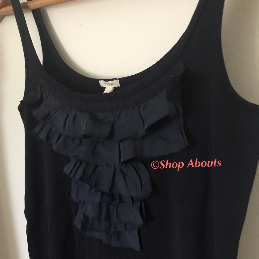 J. Crew Navy Blue Ruffled Camisole Tank Top S